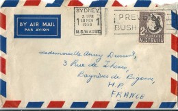 Enveloppe -  Cachet  Au  Depart  De    SYDNEY     (  Australie )  à  Destination   De   Bagnères  De  Bigorre ( 65 ) - Marcophilie