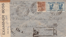 Lettre Brasil Censure Recommandé 1944 France Libre - Lettres & Documents