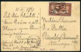 Beleg 1931, Zeppelin 5o A. 27 M., Druckfehler "1951", Tadellose EF Auf Bedarfs-Postkarte Nach Dtld. (Michel: 156F) - Autres & Non Classés