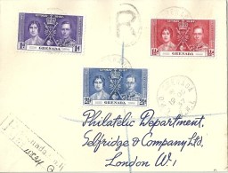 R Brief  Grenada - London  (Coronation)             1937 - Grenada (...-1974)