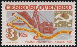 Czechoslovakia / Stamps (1984) 2670: Transit Gas Pipeline "Transgas" (laying Pipes; Map); Painter: Jiri Kodejs - Sonstige (Land)