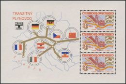 Czechoslovakia / Stamps (1984) 2671 A: Transit Gas Pipeline "Transgas" (laying Pipes; Map; Flags); Painter: Jiri Kodejs - Gas