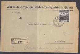 Liechtenstein 1931 50Rp On Registred Letter (Landgericht)  From Vaduz To Triesenberg Ca 20 X 31 (29082) - Briefe U. Dokumente