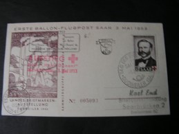 == SAAR 1953  Red Cross Karte Ballon Flug - Storia Postale