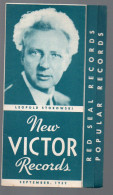 Catalogue De DISQUES NEW VICTOR RECORDS SEPTEMBER 1939 Leopold Stakowski En Couv  (PPP2822) - Etats-Unis