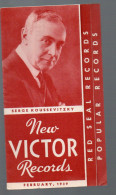 Catalogue De DISQUES NEW VICTOR RECORDS February 1939 Serge Koussevitzky En Couv (PPP2823) - Etats-Unis