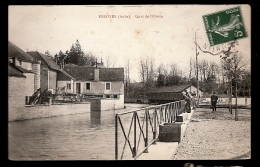 CPA ANCIENNE- ESSOYES (10)- QUAI DE L'OURCE EN HIVER- ANIMATION - Essoyes