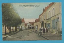 CPSM Animée Rue De La Gare Place Du Marché VILLIERS SAINT-GEORGES 77 - Villiers Saint Georges