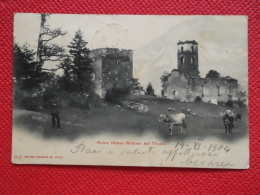 Grisons Ruine Hohen Rhatien Bei Thusis 1904 Timbre Sils - Thusis