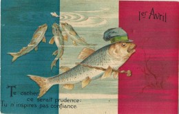 FANTAISIE HUMANISEE ANIMAUX HABILLES GAUFREE 1er Avril " Te Cacher Ce Serait Prudence " Patriotisme Bleu Blanc Rouge - Animaux Habillés