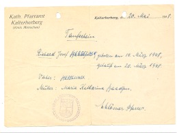 KALTERHERBERG - Certificat De Baptème 1948 (b184) - Cachets Généralité