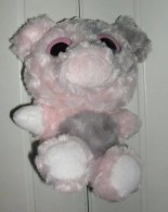 Peluche Grise Rose Et Blanche Personnage Aux Grands Yeux - Cuddly Toys