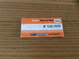 Ticket De Bus Réseau Penn-ar-Bed (Quimper / Brest 3) Orange - Europe