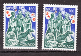 Monaco 1354 Variété étoile Bleu  Et Rouge Crèche 1892  Neuf ** TB  MNH Sin Charnela - Variedades Y Curiosidades