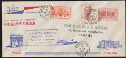 AOF 1953 First Flight Abidjan-Paris Cover. - Cartas & Documentos