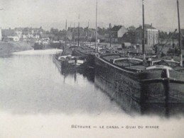CPA 62 Pas De Calais Béthune La Canal Quai Du Rivage Péniches - Bethune