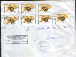 Romania,Registered Letter Circulated In 2001 -triptych And Streif Four Stamps - Brieven En Documenten