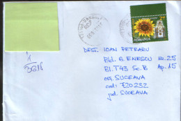 Romania,Registered Letter Circulated In 2016 - Flowers - Helianthus Annuus - Covers & Documents