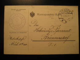 KAADEN 1906 To Brunnersdorf DECANALAMT Postage Paid Cancel Card Czechoslowakia Germany Austria - ...-1918 Prephilately