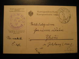VETRNY JENIKOV 1912 To Zhori FARNI URAD V BRANISOVE Postage Paid Cancel Card Czechoslowakia Germany Austria - ...-1918 Voorfilatelie