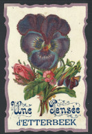 CPA - Carte Fantaisie - Une Pensée D' ETTERBEEK - Fleur - Rose - Paillettes  // - Etterbeek