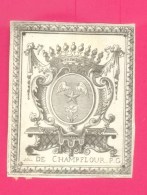 EX-LIBRIS ANCIEN - " DE CHAMPFLOUR P.G. " - FORMAT (6 X 8,5 Cm) ; - Ex-libris