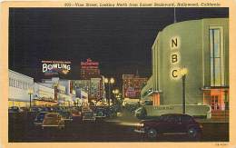 199699-California, Hollywood, Vine Street, Looking North From Sunset, Night, NBC, Linen Postcard, Curteich No 0B-H391 - Sonstige & Ohne Zuordnung
