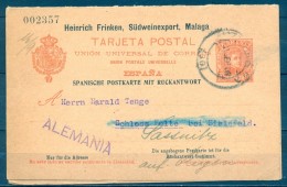 1908 MALAGA, ENTERO POSTAL PRIVADO DE LA HEINRICH FRINKEN, SÜDWEINEXPORT, CIRCULADO A BIELEFELD - 1850-1931