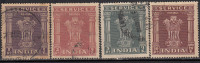 4 High Values,  Star Watermark Service Used, India 1951 -1951, Official, (Sample Image) - Timbres De Service