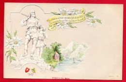 Suisse. Altdorf. ((Uri). Guillaume Tell Et Son Fils Walter. Chapelle Et Lac Des 4 Cantons En Relief. Ca 1900 - Altdorf