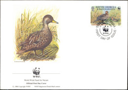 WATER BIRDS-WWF-SOUTH GEORGIA TEAL-FDC-1992-BX1-345 - Covers & Documents