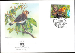 SONG BIRDS-WWF-RARATONGA MONARCH-COOK ISLANDS-FDC-1989-BX1-345 - Brieven En Documenten