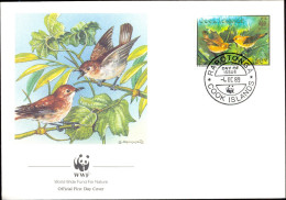 SONG BIRDS-WWF-RARATONGA MONARCH-COOK ISLANDS-FDC-1989-BX1-345 - Brieven En Documenten