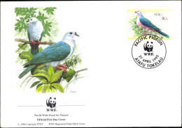 BIRDS-WWF-PACIFIC PIGEON-TOKELAU-FDC-1995-BX1-345 - Lettres & Documents