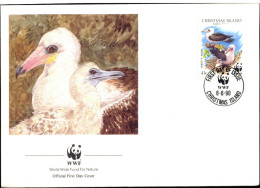 MARINE BIRDS-WWF-ABBOTT'S BOOBY-CHRISTMAS ISLANDS-FDC-1990-BX1-345 - Cartas & Documentos