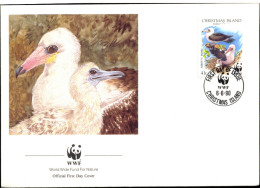 MARINE BIRDS-WWF-ABBOTT'S BOOBY-CHRISTMAS ISLANDS-FDC-1990-BX1-345 - Brieven En Documenten
