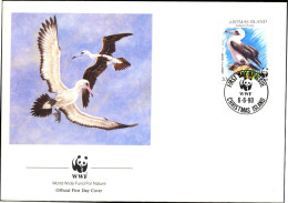 MARINE BIRDS-WWF-ABBOTT´S BOOBY-CHRISTMAS ISLANDS-FDC-1990-BX1-345 - Cartas & Documentos