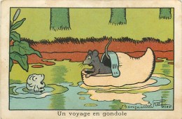 BENJAMIN RABIER ILLUSTRATEUR - "UN VOYAGE EN GONDOLE" - RAT, POISSON- CARTE Ancienne  (7 X 10,5 Cm); - Rabier, B.