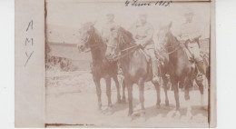 60 - AMY / CARTE PHOTO ALLEMANDE - SOLDATS A CHEVAL - Auneuil