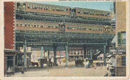 Bowery, Doubledeck Elevated, Trains, Horse Cart, Auto - Transportmiddelen