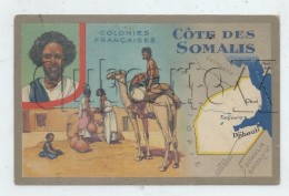 Somalie (coll Colonies Françaises) : Carte Géographique Et Illustration Prise D'eau Au Puit  Environ 1950 (animée) PF. - Somalië