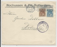 NEDERLAND - 1916 - ENVELOPPE De ROTTERDAM Avec CENSURE ALLEMANDE De EMMERICH Pour DETMOLD - Postal History