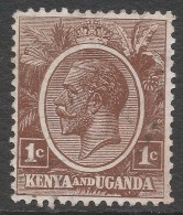 Kenya & Uganda. 1922-27 KGV. 1c Deep Brown Used. SG76a - Kenya & Oeganda