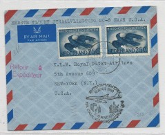 NEDERLAND - 1960 - ENVELOPPE  De DELFT - 1° VOL FIRST FLIGHT KLM AMSTERDAM à NEW YORK (USA) - Postal History