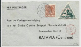 NEDERLAND - 1933 - ENVELOPPE  De ARNHEM Pour BATAVIA Avec OBLITERATION POSTE AERIENNE ROUGE "AMSTERDAM - BATAVIA" - Poststempels/ Marcofilie