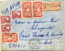 CAMBODGE LETTRE RECOMMANDEE PAR AVION DEPART KOMPONG CHAM 11-6-1949 CAMBODGE POUR LA FRANCE - Cambodge