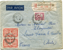 CAMBODGE LETTRE RECOMMANDEE PAR AVION DEPART KOMPONGCHAM 2-10-48 CAMBODGE POUR LA FRANCE - Cambodge