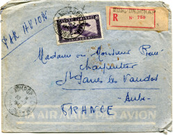 CAMBODGE LETTRE RECOMMANDEE PAR AVION DEPART KOMPONG CHAM 30-7-1949 CAMBODGE POUR LA FRANCE - Cambodge