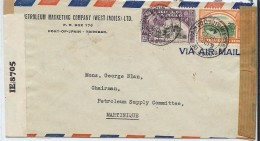 LBL37ETR -TRINIDAD & TOBAGO LETTRE   DU 12/9/1944 POUR LA MARTINIQUE CENSURE ET  CONTRÔLE MILITAIRE N°7 - Trindad & Tobago (...-1961)