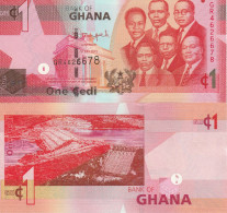 Ghana P37g?, 1 Cedi, 6 Of Country's Leaders / Akosombo Dam $4CV  See UV Image - Ghana